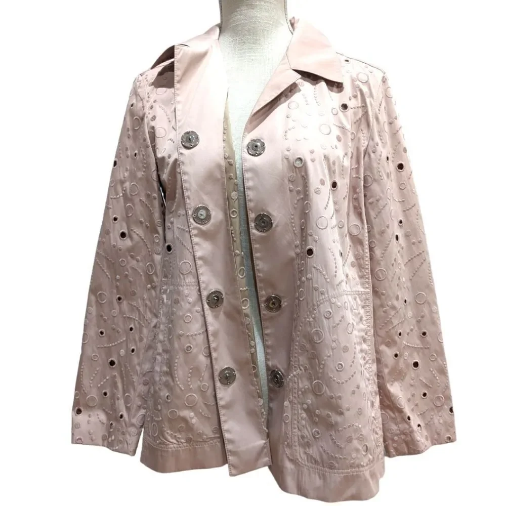 Lafayette 148 New York Women's Jaren Embroidered Jacket in Pink - Size S